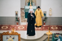 Божественная литургия в храме во имя святого праведного воина Феодора Ушакова Советской Гавани. 5 августа 2016 года
