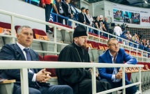 Митрополит Владимир принял участие в открытии хоккейного сезона в Платинум-арене. 24 августа 2016 г.