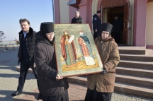 Встреча иконы с мощами святых Петра и Февронии Муромских в Петропавловском женском монастыре 23 февраля 2019 г.